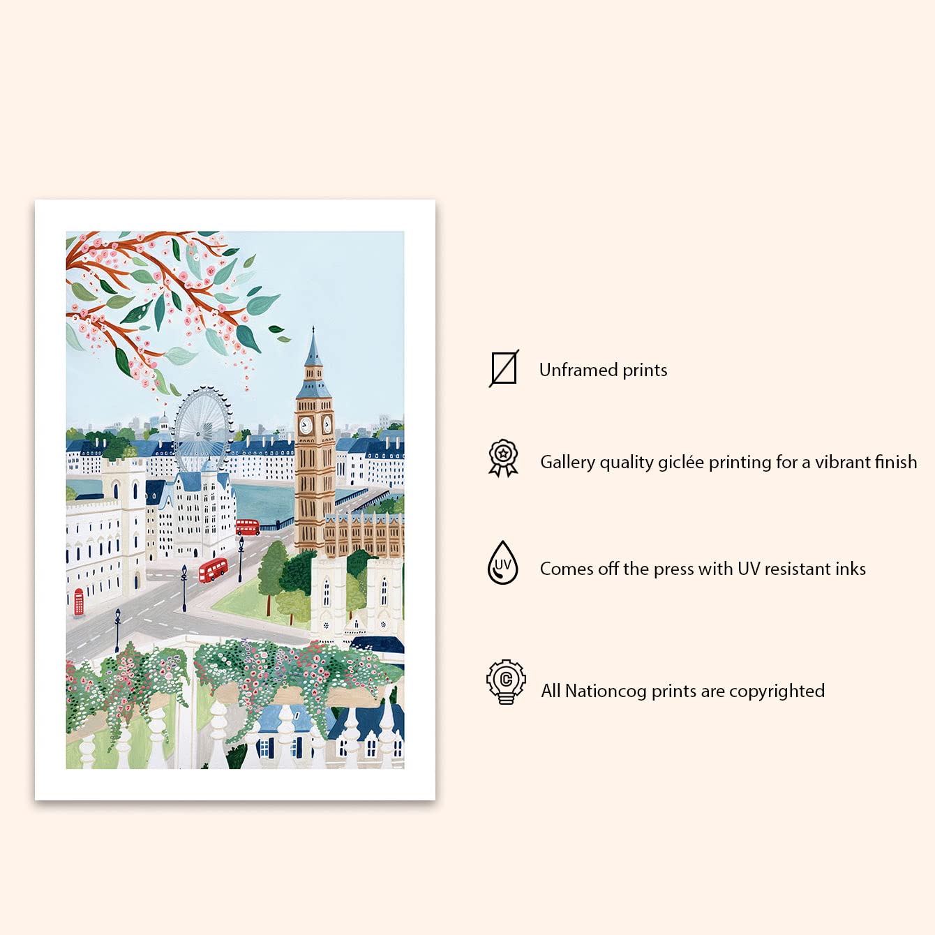 London Art Print, London Wall Art, England Art Print, London Poster, London Gift, Travel Gift, Travel Poster, Housewarming, Wedd