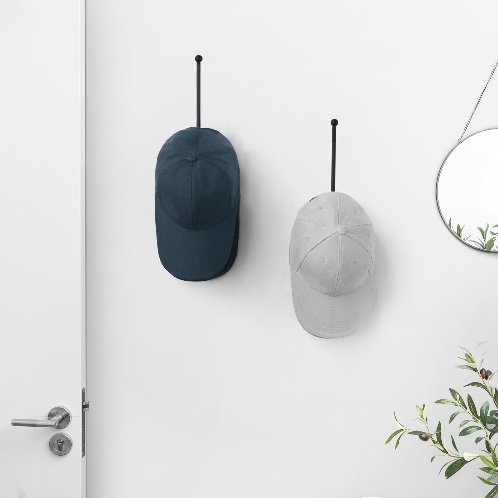 Dahey Hat Organizer For Baseball Caps 2 Pcs Hat Rack Wall Mount 7.9 Inches Space Saving L Shaped Hat Holder Organizer Modern Met