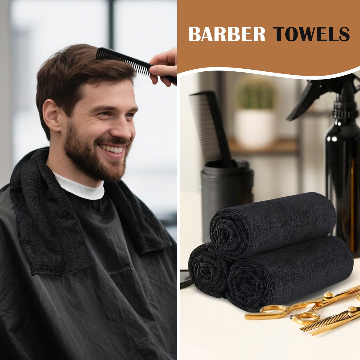 Orighty Black Salon Towels Extra Large, Pack of 12(Not Bleach Proof, 18 x 30 Inches) Super Soft Gym Towels and Absorbent Microfi