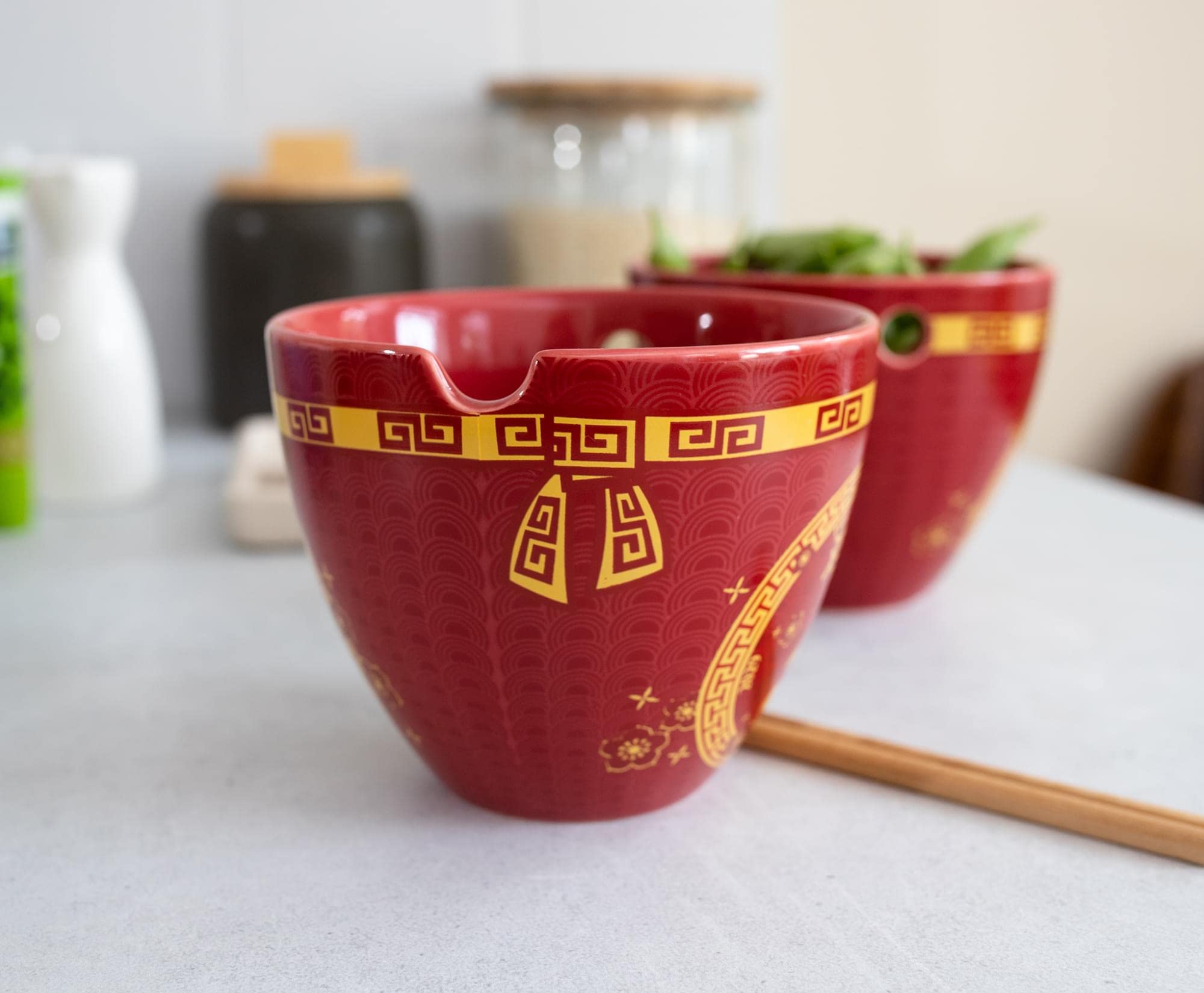 Boom Trendz Year Of The Horse Chinese Zodiac Ceramic Dinnerware Set | Includes 16-Ounce Ramen Noodle Bowl And Wooden Chopsticks