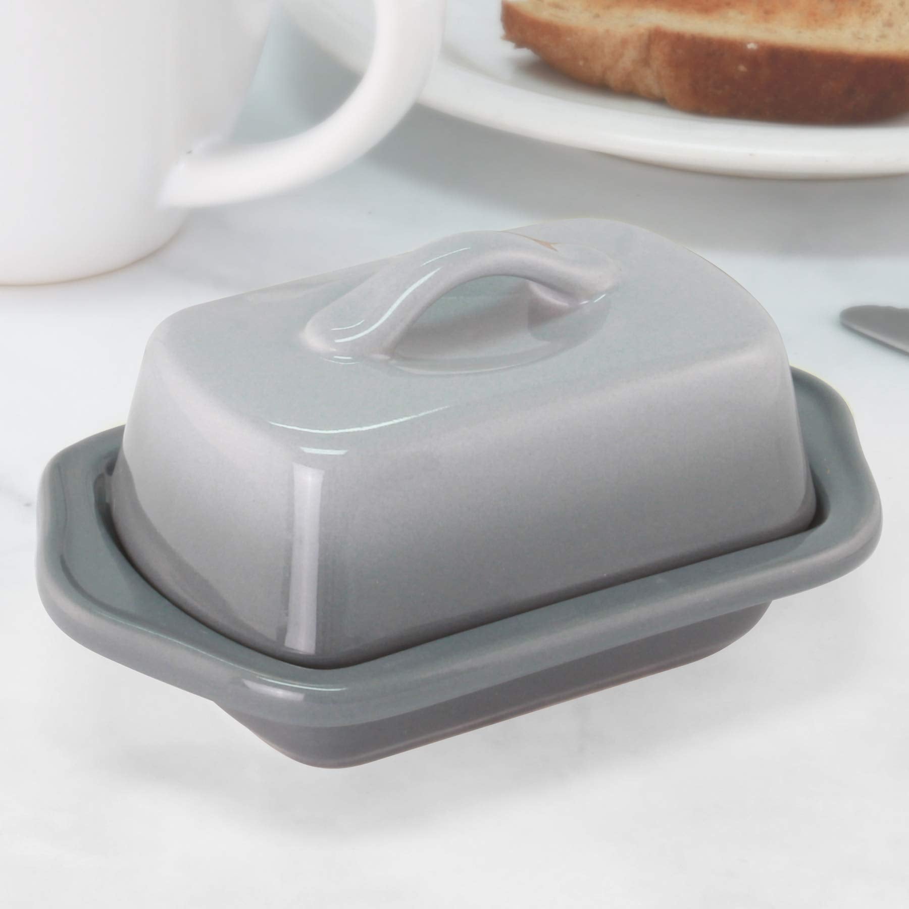 Chantal Covered Dish, Mini Butter, Fade Grey