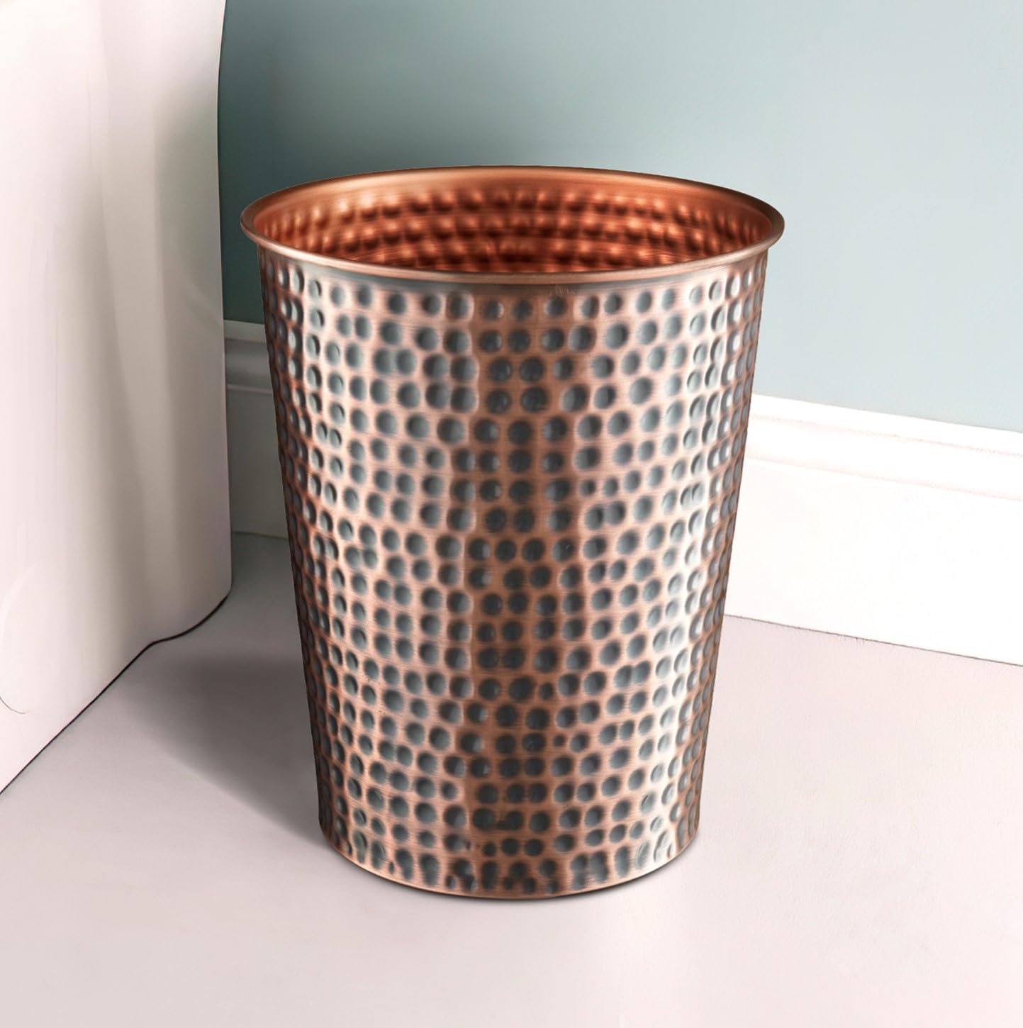 Monarch Abode Handcrafted Metal Wastebasket Trash Can For Home Office Bedroom - Decorative Wastebasket - Modern Bathroom Decor -
