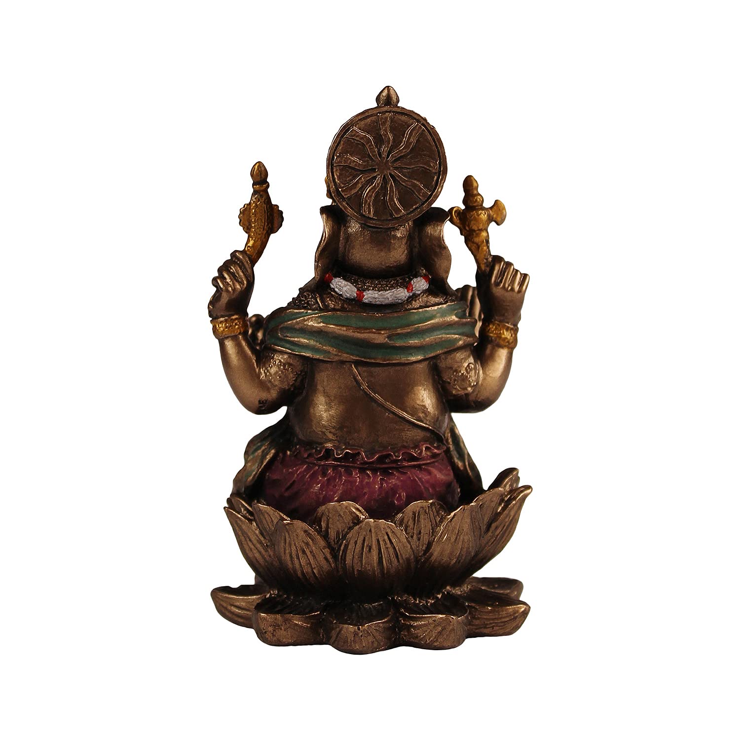 Kartique Resin Idol Ganesh Bhagwan Murti Sitting On Lotus Flower Murti For Car Dashboard Desk Multicolor Height 3.25 Inch