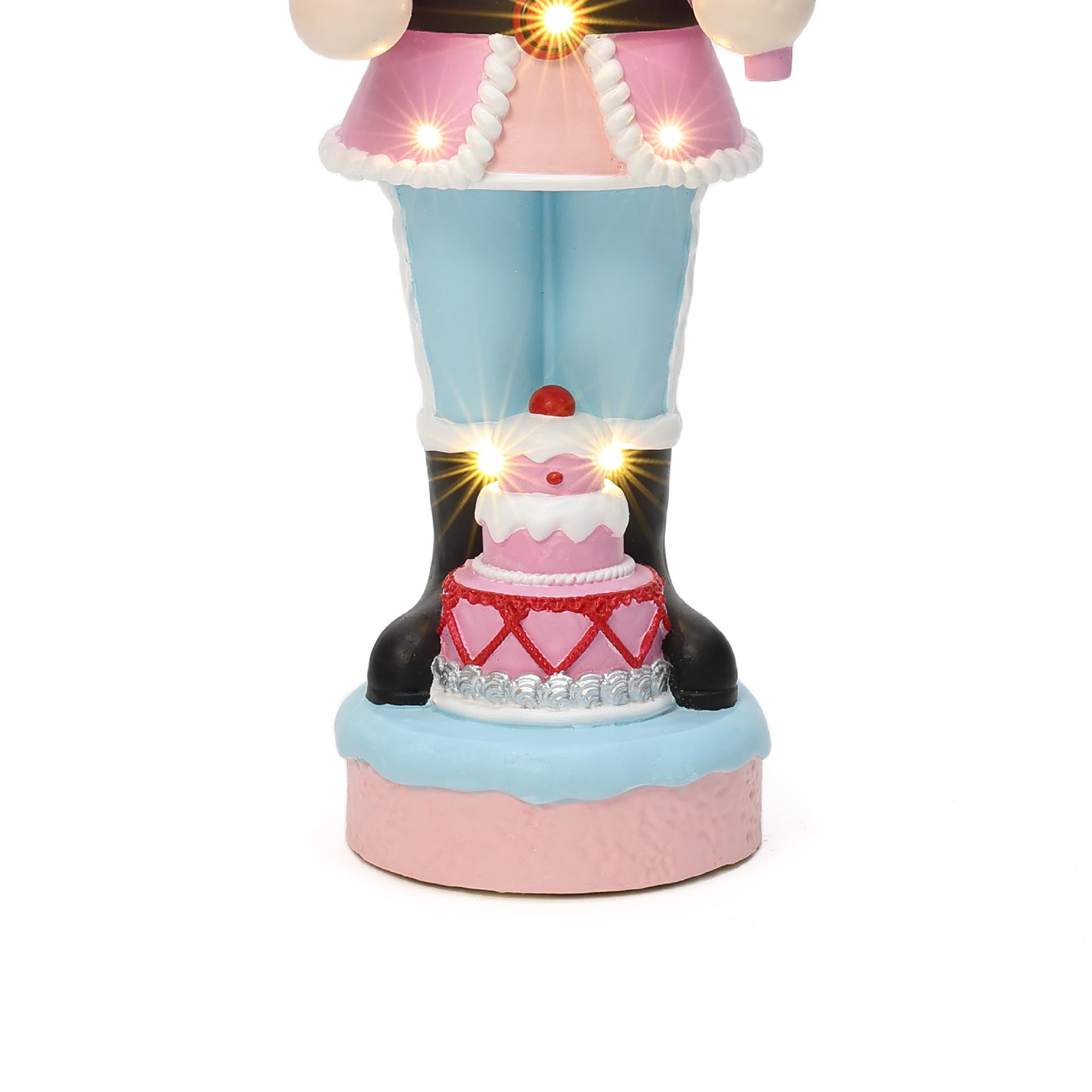 LuxenHome 2FT Tall Nutcracker Christmas Decoration, Candy Land Large Nutcracker Soldier Decoration with Lollipop and Cake, Light