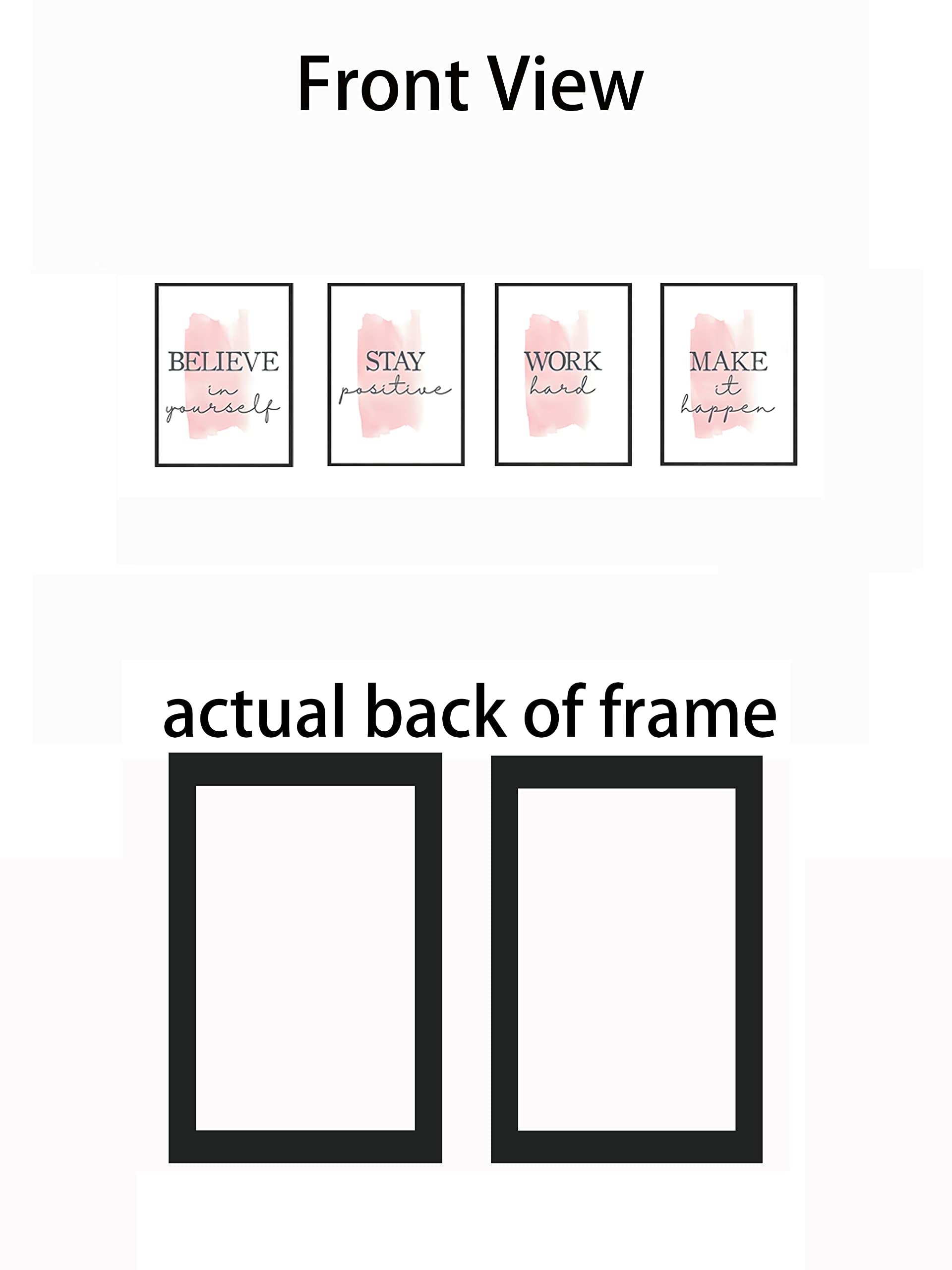 KLPOARTQ Set of 4 Framed Motivational Canvas Prints, 12x16 Inch, Pink Grey, Inspirational Quotes for Home & Office Decor