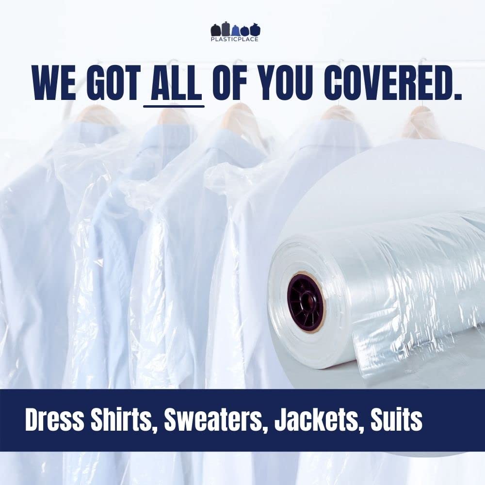 Plasticplace 0.65 Mil Clear Garment Dry Cleaners Plastic Pants Bag  21    X 7    X 30    (577 Count)