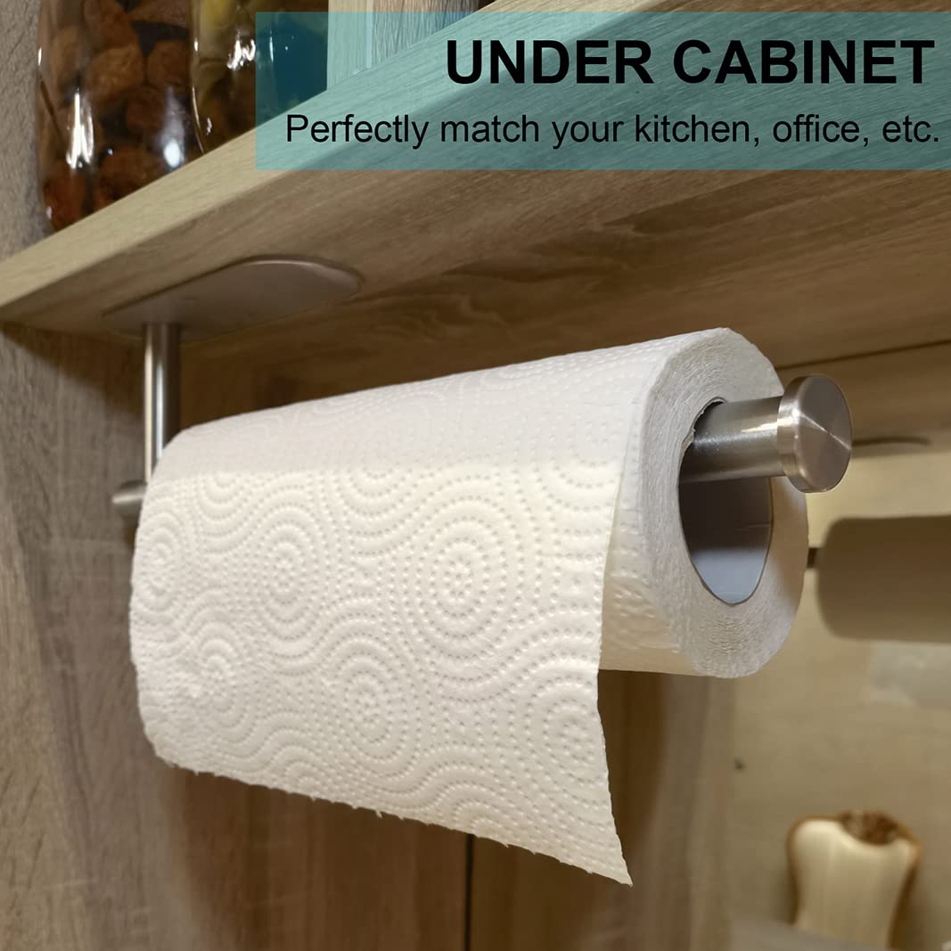 Cuxixa Paper Towel Holder Under Cabinet 2 Pack,Stainless Steel Paper Towel Holder Wall Mount For Kitchen, Bathroom, Rv, Paper To