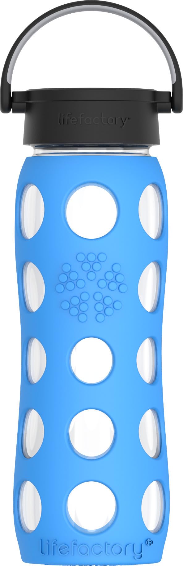 Lifefactory 22oz Glass Water Bottle with Classic Chug Cap, Blue