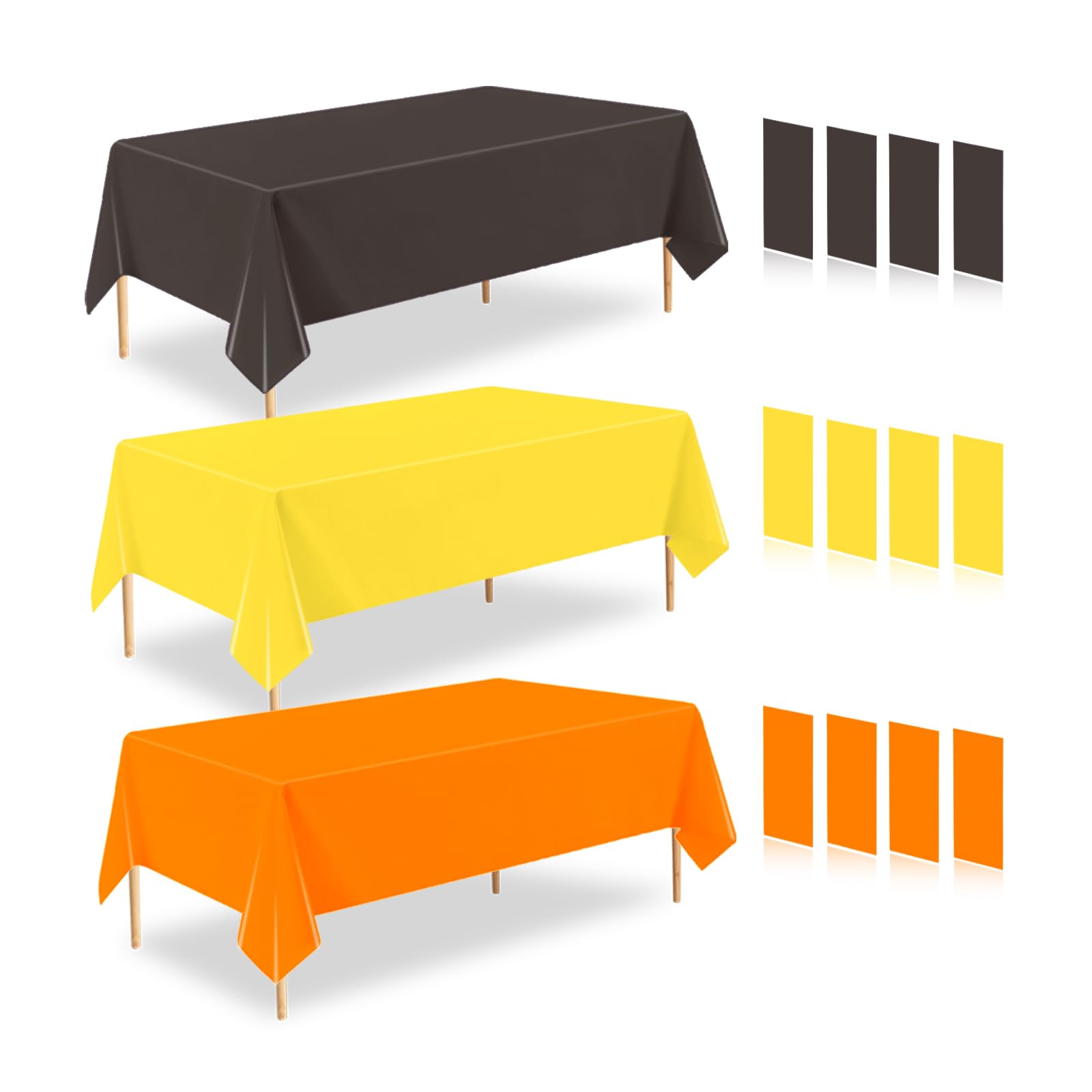 ZHIAXTON 12 Pack Thanksgiving Plastic Tablecloth, 54 X 108 Inch Disposable Orange Yellow Brown Rectangle Fall Tablecloth for Aut