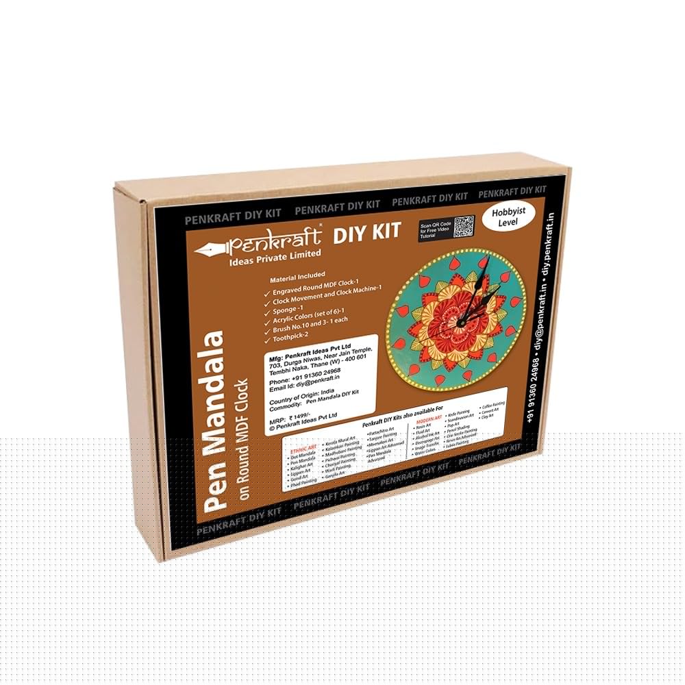 Penkraft Pen Mandala On Engraved Round Mdf Clock Hobbyist Level Diy Kit | Free Video Tutorial