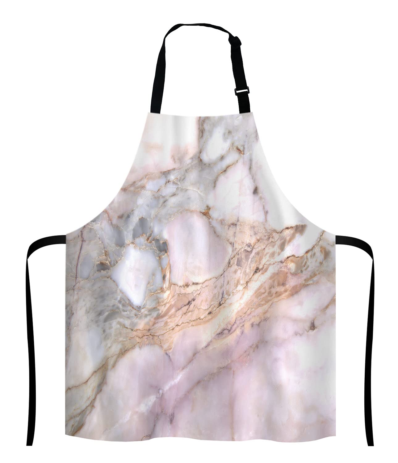 Lefolen Pink Marble Texture Apron For Women And Men, Adjustable Kitchen Chef Apron For Cooking Baking - Cute Birthday, Anniversa