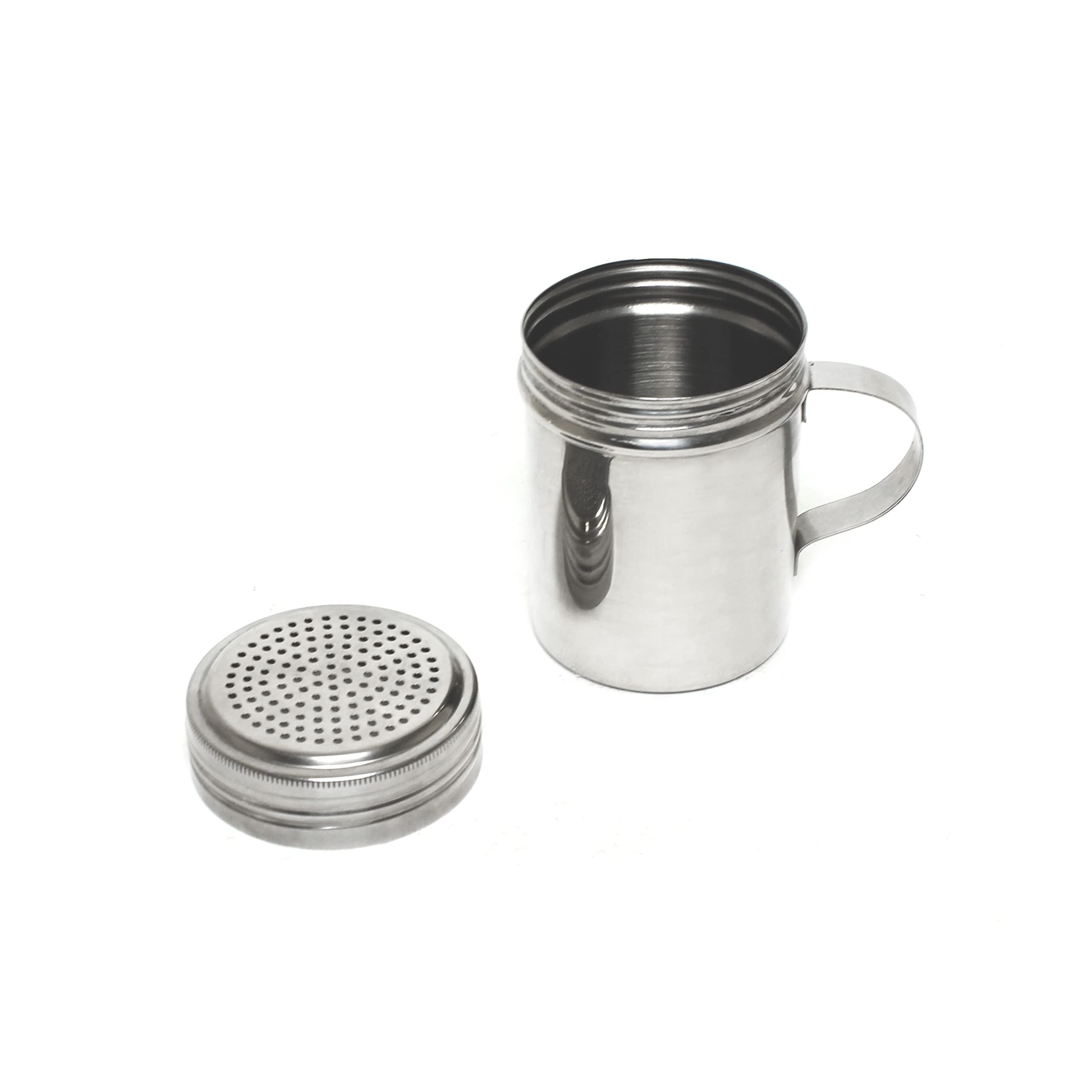 Truecraftware- Set Of 4 Dredge Shakers 10 Ounce Stainless Steel With Handle- Seasonings Spice Shakers Cheese Shakers Chili Flake