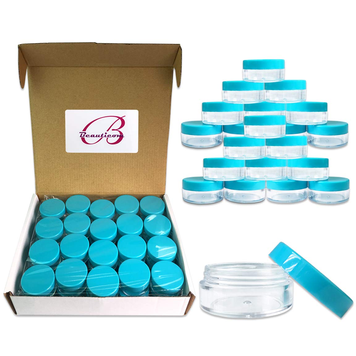 40 New Empty 10 Gram (0.35 Oz) Plastic Pot Jars With Lids For Lip Balms, Salves, Creams, Cosmetics, Nail Accessories, Rhinestone