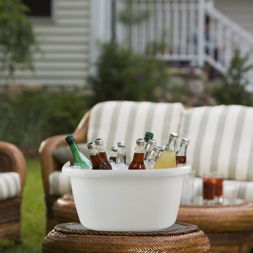 Ggbin 18 Quart Plastic Dish Pans, 13.58''X13.58''X7'', 2 Packs(White)