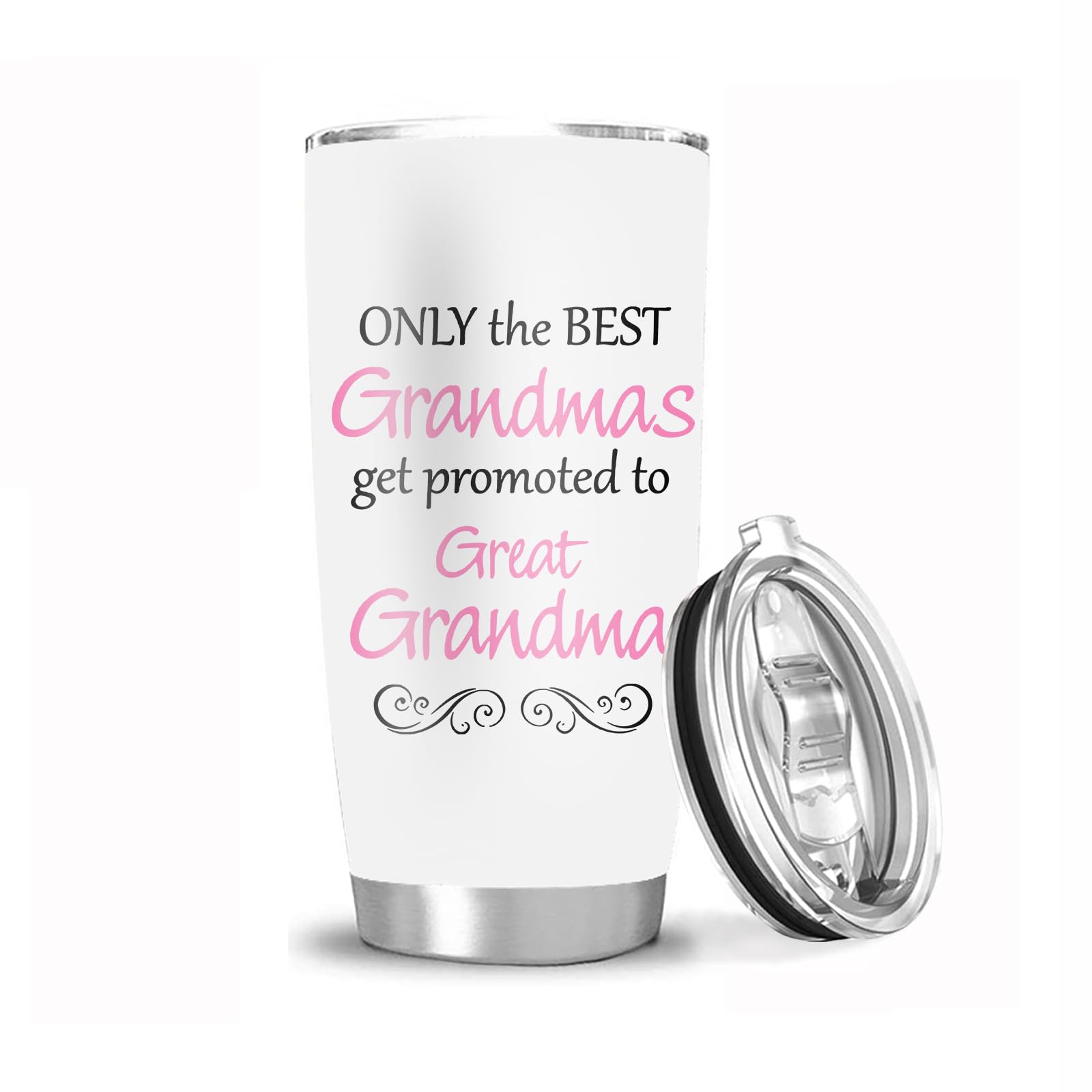 Grandmas Tumbler With Lid - Funny Gifts For Women Gigi Aunt - Insulated Travel Coffee Mug - 20 Oz Tumbler Cup - Only The Best Gr