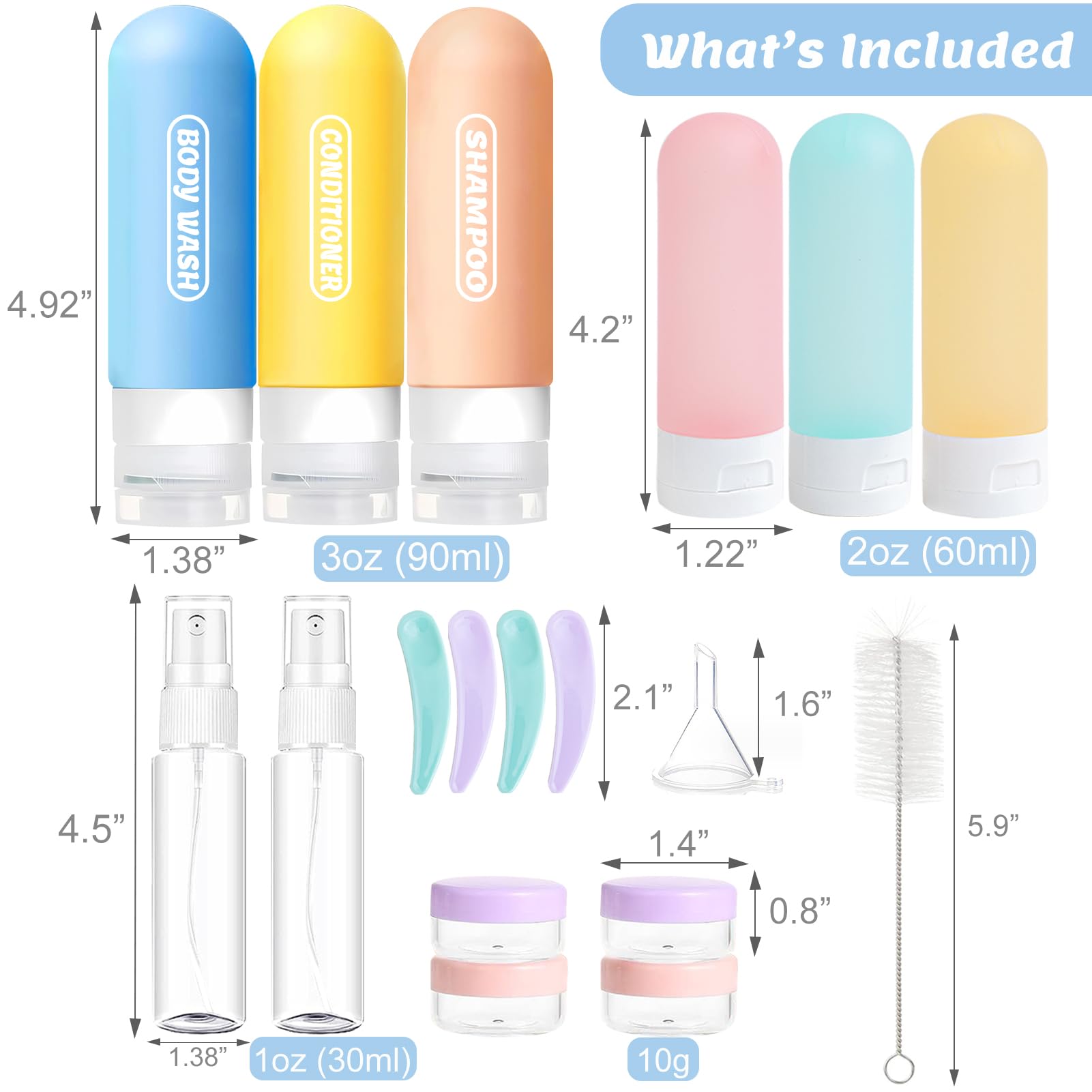 Ynshouna 20 Pack Travel Bottles Set, Tsa Approved Travel Size Toiletries Containers, Leak Proof Travel Shampoo And Conditioner B