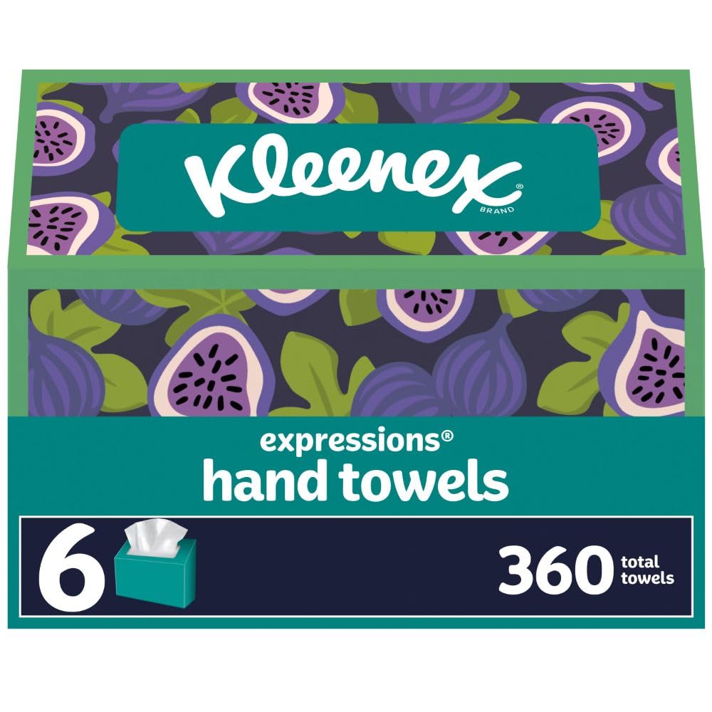 Kleenex Expressions Disposable Paper Hand Towels, 6 Boxes, 60 Towels Per Box (360 Total Hand Towels), Packaging May Vary