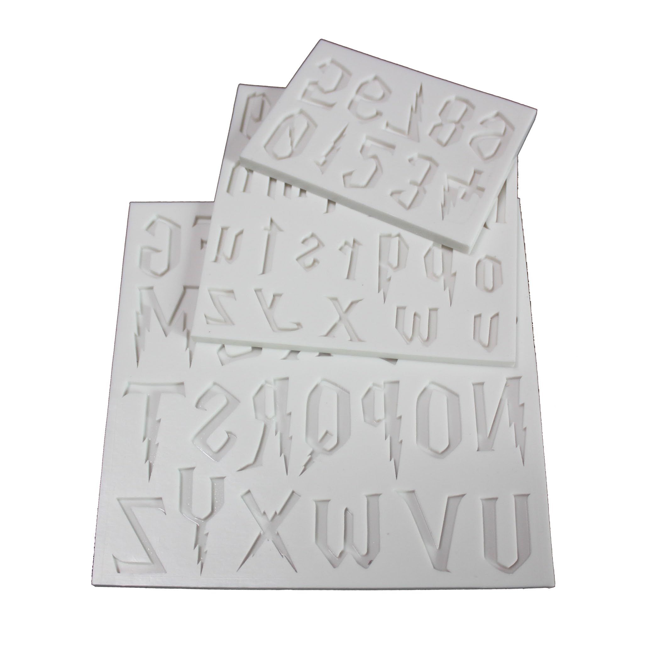 Lvdge 3-Piece Silicone Mold Set For Magical Lightning Shaped Letters And Numbers - Ideal For Fondant Cakes, Chocolate, Resin Cra