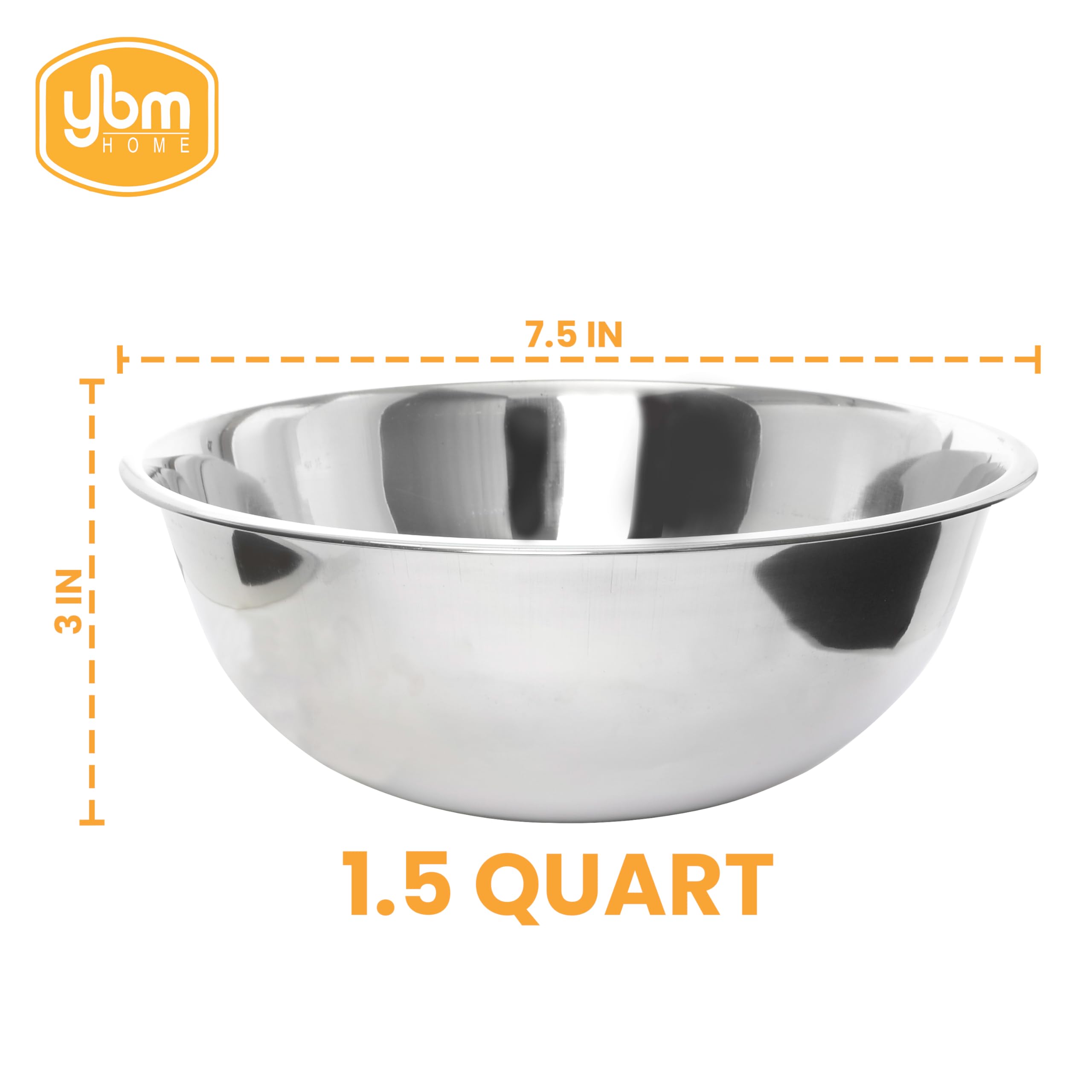 Ybm Home Stainless Steel Mixing Bowl For Cooking Baking, Mixing And Serving, Polished Mirror Nesting Metal Bowls Commercial Grad