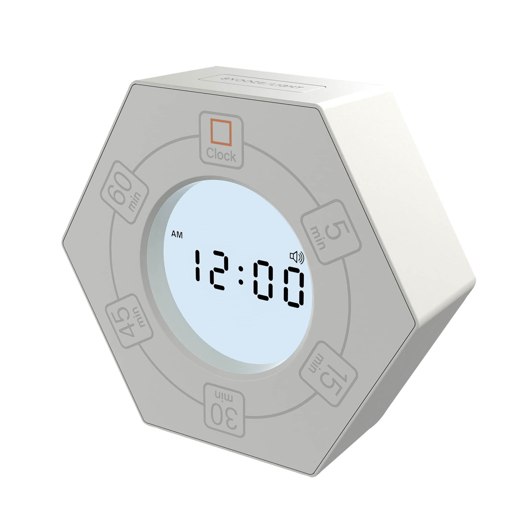 Hexagon Rotating Productivity Timer With Clock, Pomodoro Timer With 5,15, 30, 45, 60 Minute Presets, Timer For Adhd Kids And Adu