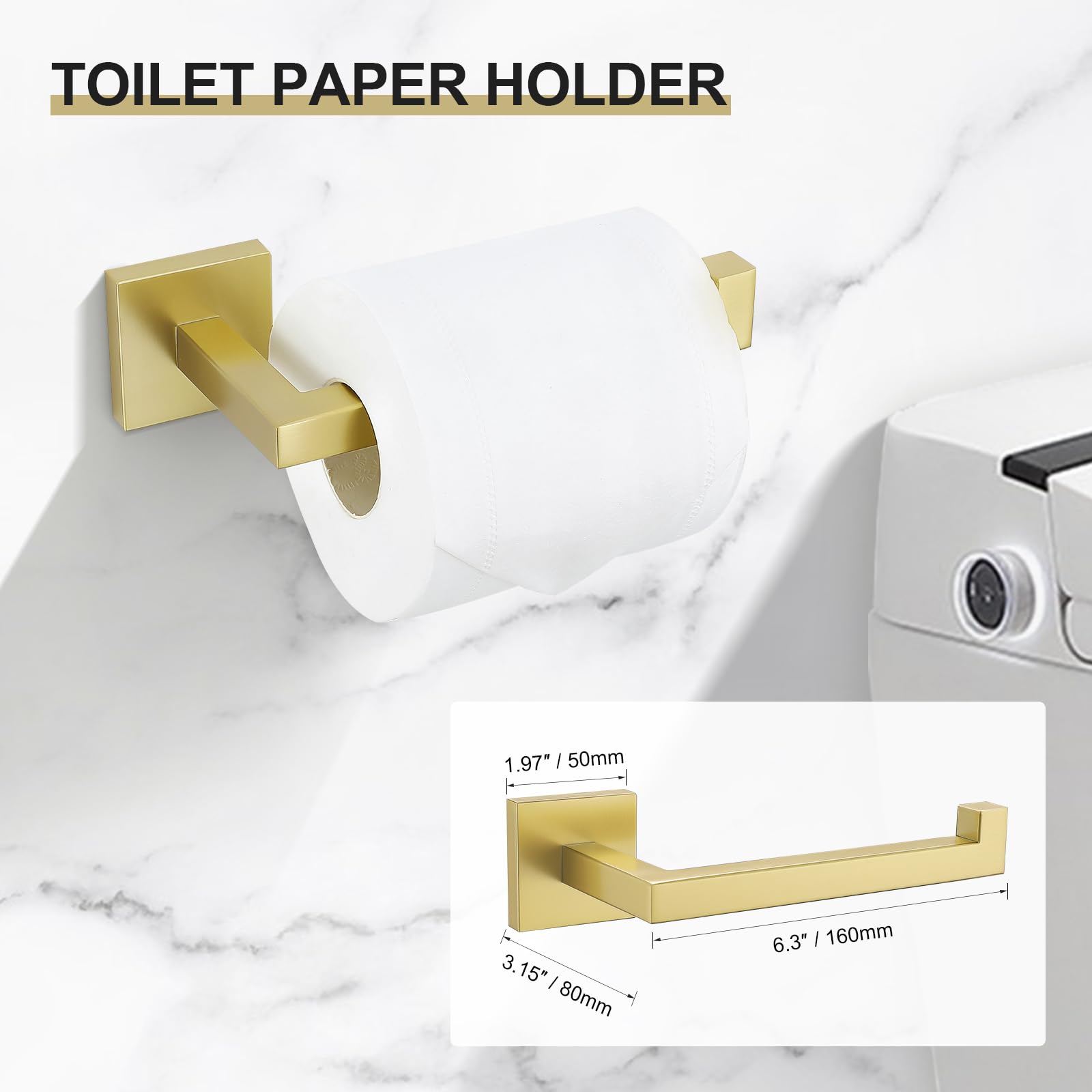 Tnoms 5 Pieces Brushed Light Gold Towel Bar Set Bathroom Hardware Set Towel Holder Set For Bathroom Sus304 Stainless Steel Bathr