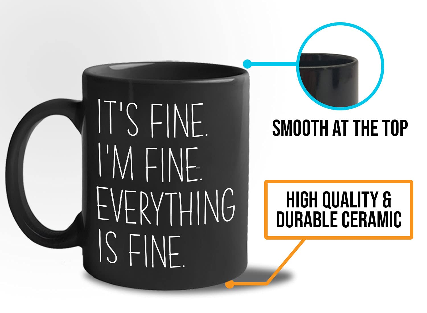 Funny Its Fine Coffee Mug 11 Oz - It'S Fine I'M Fine Everything Is Fine - Funny Sarcastic Witty Joke Comedy Sarcasm Humor For Wo