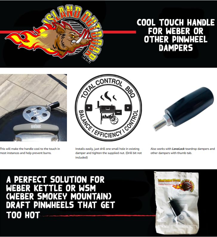 Total Control? Cool Touch Damper Handle for Weber Smokey Mountain WSM Kettle Knob BBQ Smoker Damper Thumb Handle
