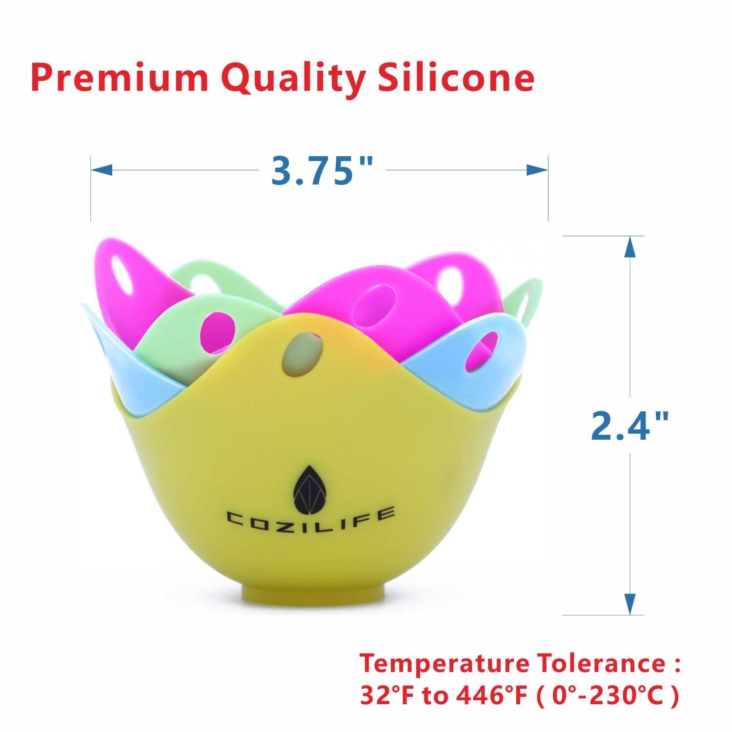Egg Poacher - Cozilife Silicone Egg Poaching Cups With Ring Standers, For Microwave Or Stovetop Egg Cooking, Kraft Box Packing,