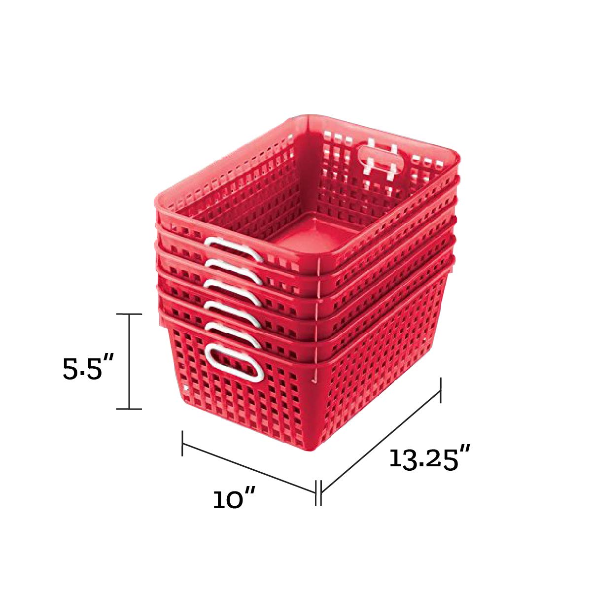 Really Good Stuff Large Plastic Book Baskets, 13?'' By 10'' By 5?'' - 12 Pack, Red | Classroom Library Organizer, Toy Storage, M