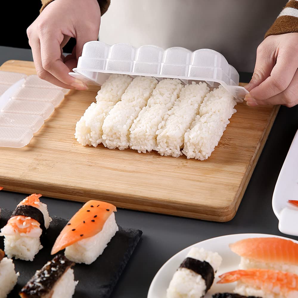 Ayccnh 10 In 1 Mini Japanese Onigiri Sushi Mold, Nigiri Bento Rice Ball Mold Rectangular Sushi Maker