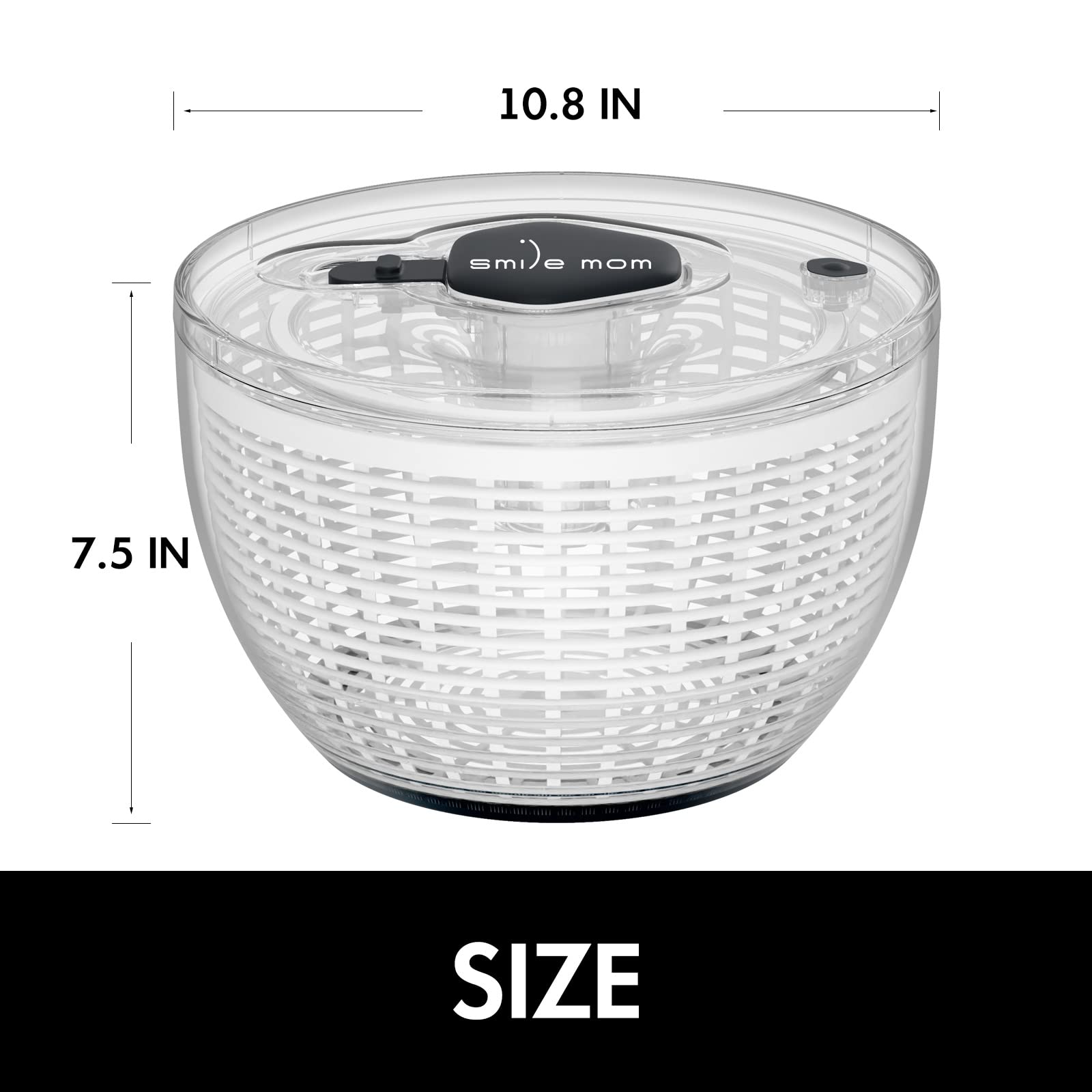 Smile Mom Salad Spinner Large Lettuce Spinner Kitchen Gadgets, Large Salad Spinner Vegetable Washer, High Efficiency For Kitchen