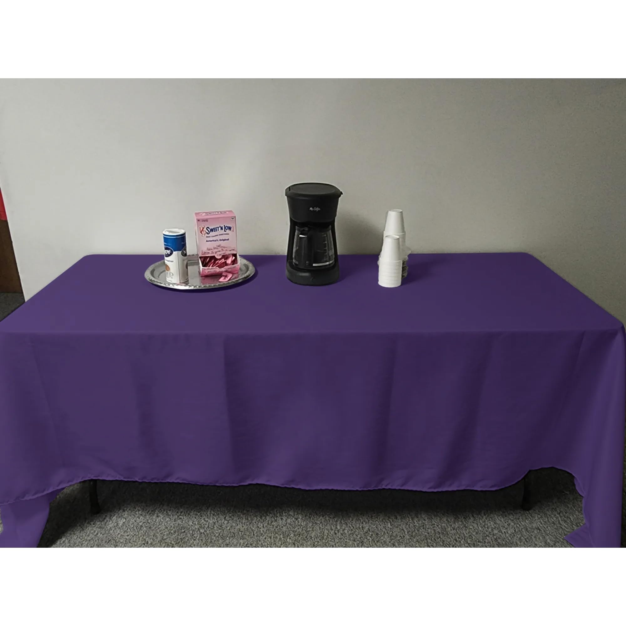 Intedge TCMP3636 Purple Square Tablecloth, 36L x 36W, Hemmed Edge, 100% Polyester, Small Square Dining Banquet Restaurant Table 