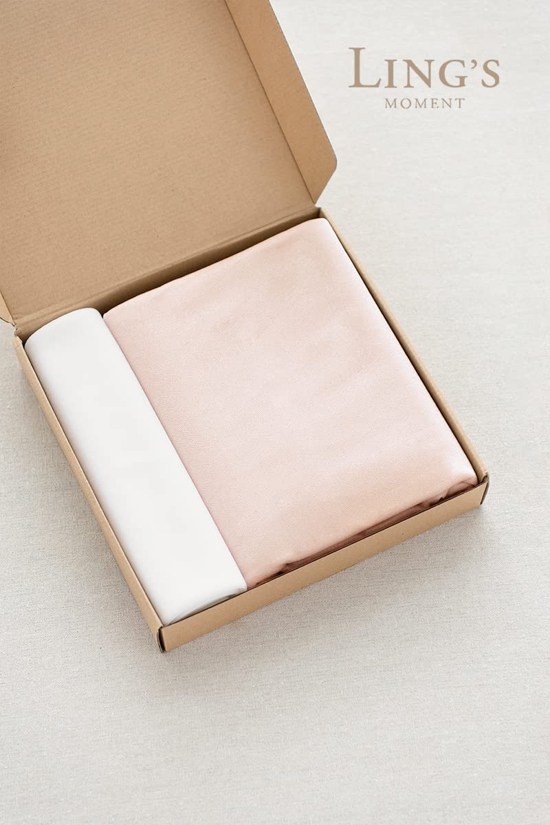 Ling'S Moment Sheer Chiffon Like Blush Tablecloth & Table Runner Set For 3X4Ft Rectangle Table Decor Table Cloth In Blush & Whit