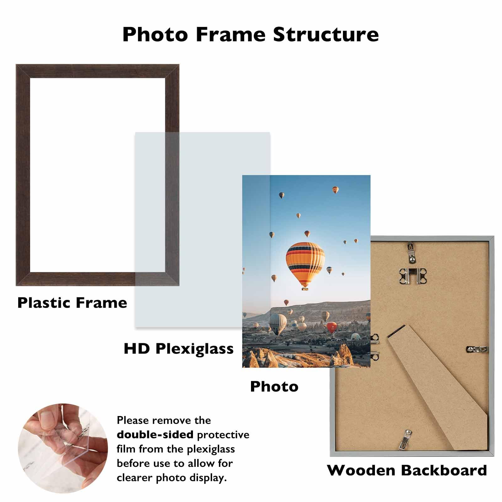 JCJMY 8x11 Picture Frame Dark Brown for Wall Hanging or Tabletop, Wall Mounting Horizontally or Vertically, 8 x 11 Wall Gallery