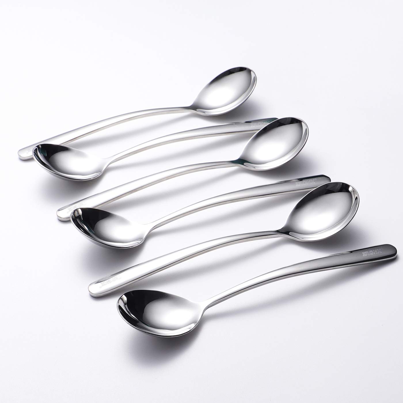 Soup Spoons 6-Pack 18/10 Stainless Steel Large And Heavy Duty Round Spoons Elegance Series 7 Inch Long 1.9 Ounces Weight By Iron