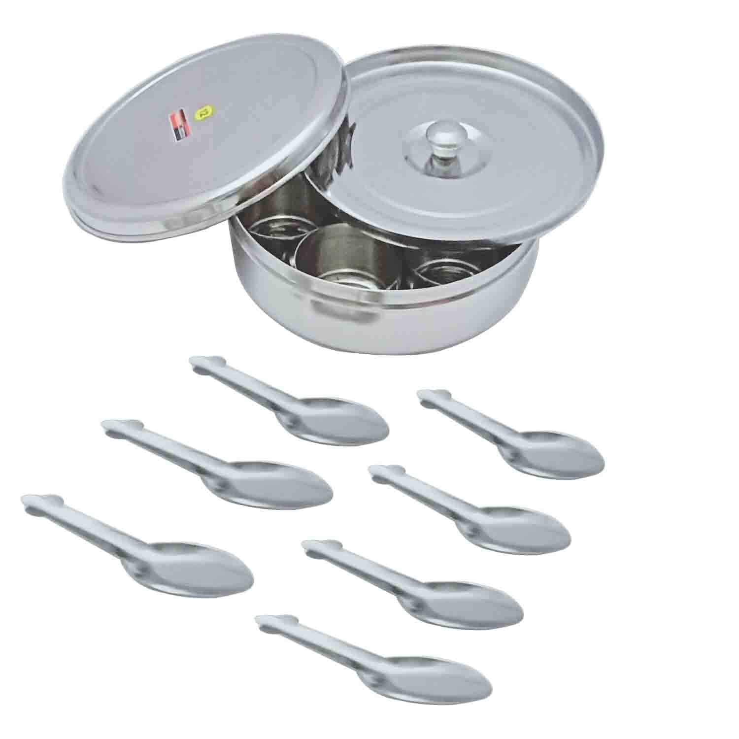 Spice Box Stainless Steel Indian Masala Dabba Spice Container Indian Masala Dani Spice Container Box With 7 Spoons Kitchen Spice