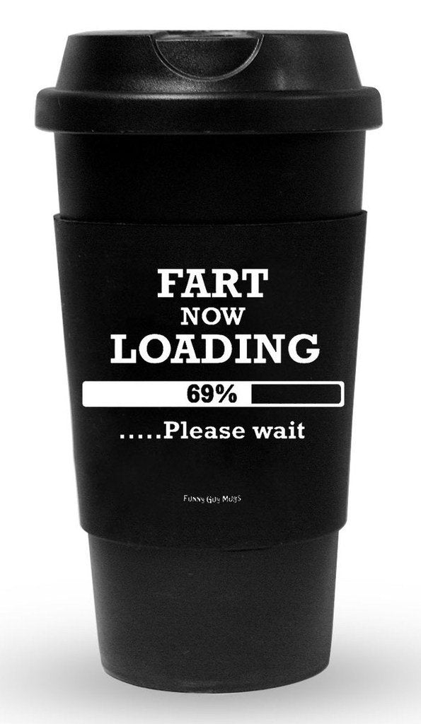 Funny Guy Mugs Fart Now Loading Please Wait Travel Tumbler With Removable Insulated Silicone Sleeve, Black, 16-Ounce