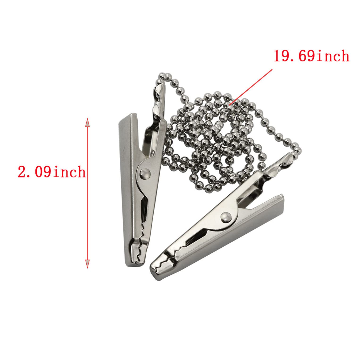 Zyamy 2Pcs Dental Bib Clips Metal Napkin Clip Chain Keep Your Napkin Securely Placed While Dining, Silver