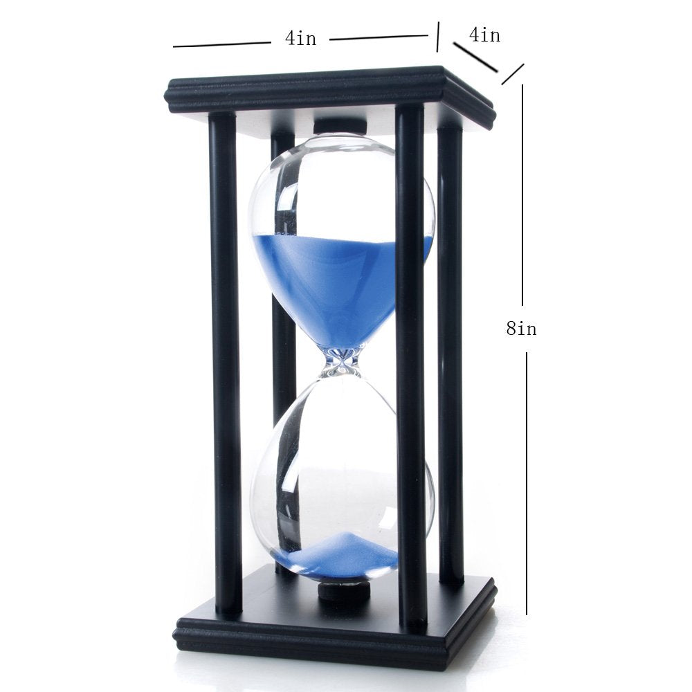 Bellaware 60 Minutes Hourglass  Wood Sand Timer  Blue