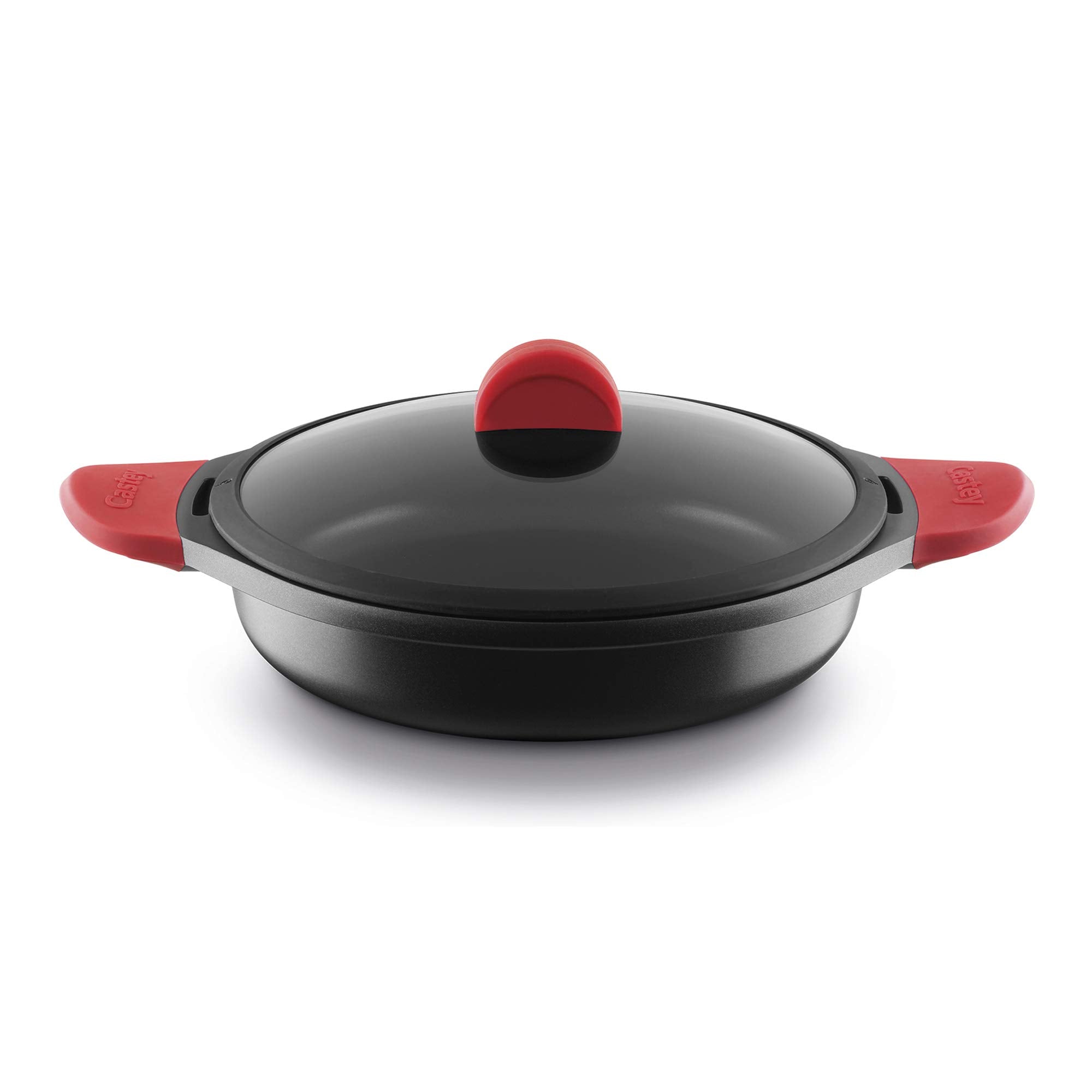 Fundix 28 cm Low Casserole with Lid 32 Cm Nero e Rosso
