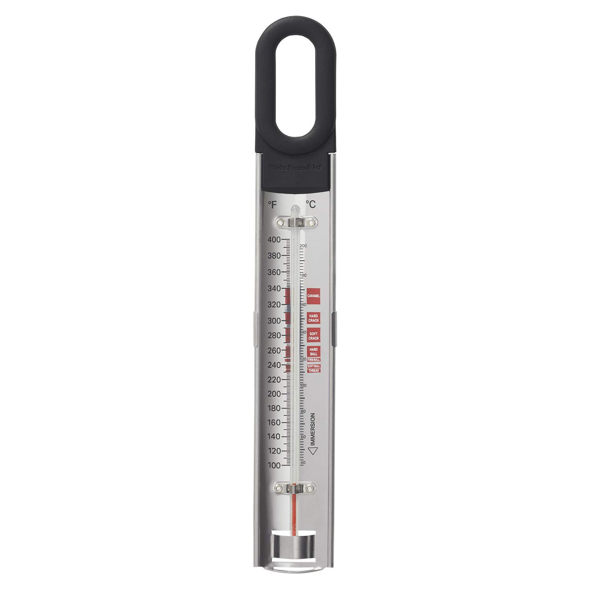 Kitchenaid Kq907 Curved Stainless Steel Paddle Style Candy And Deep Fry Thermometer With Pan Clip, Temperature Range: 100F To 40
