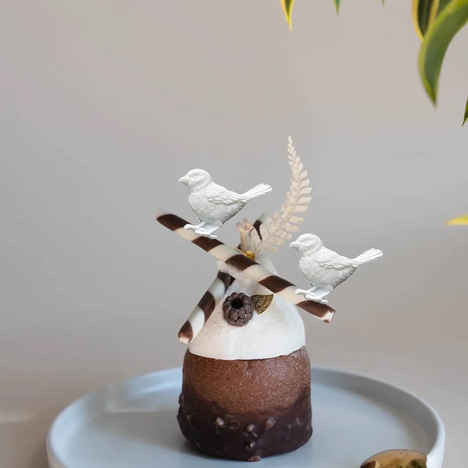 Sijiangmold Bird Silicone Molds Owls Tree Branch Fondant Mold Flower Leaves Silicone Molds For Cake Decorating Candy Chocolate G