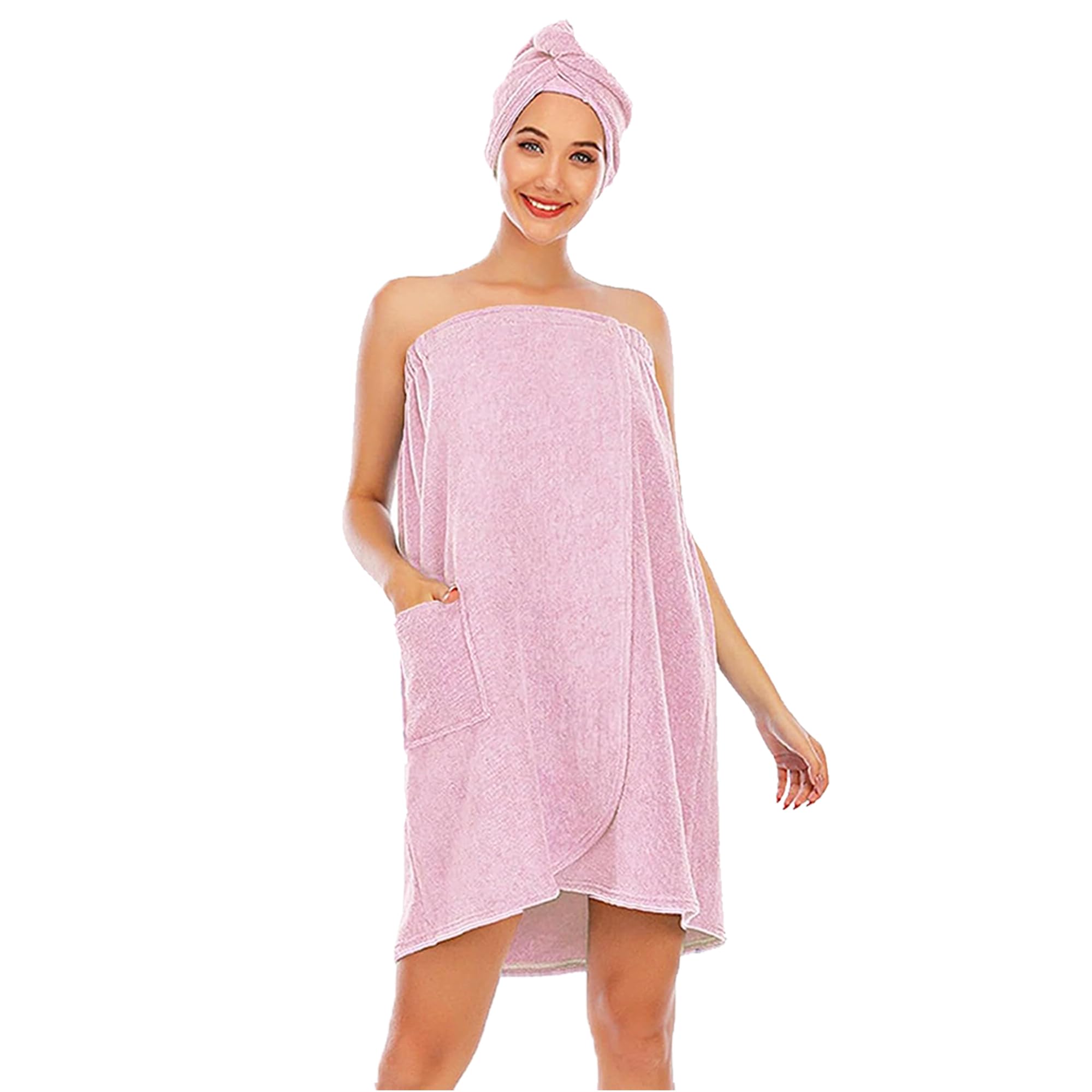 Hysunland Pink Xxl Plus Size Towel Wraps For Women After Shower, Plus Size Womens Bath Shower Wrap For Pool, 2X Wearable Body To