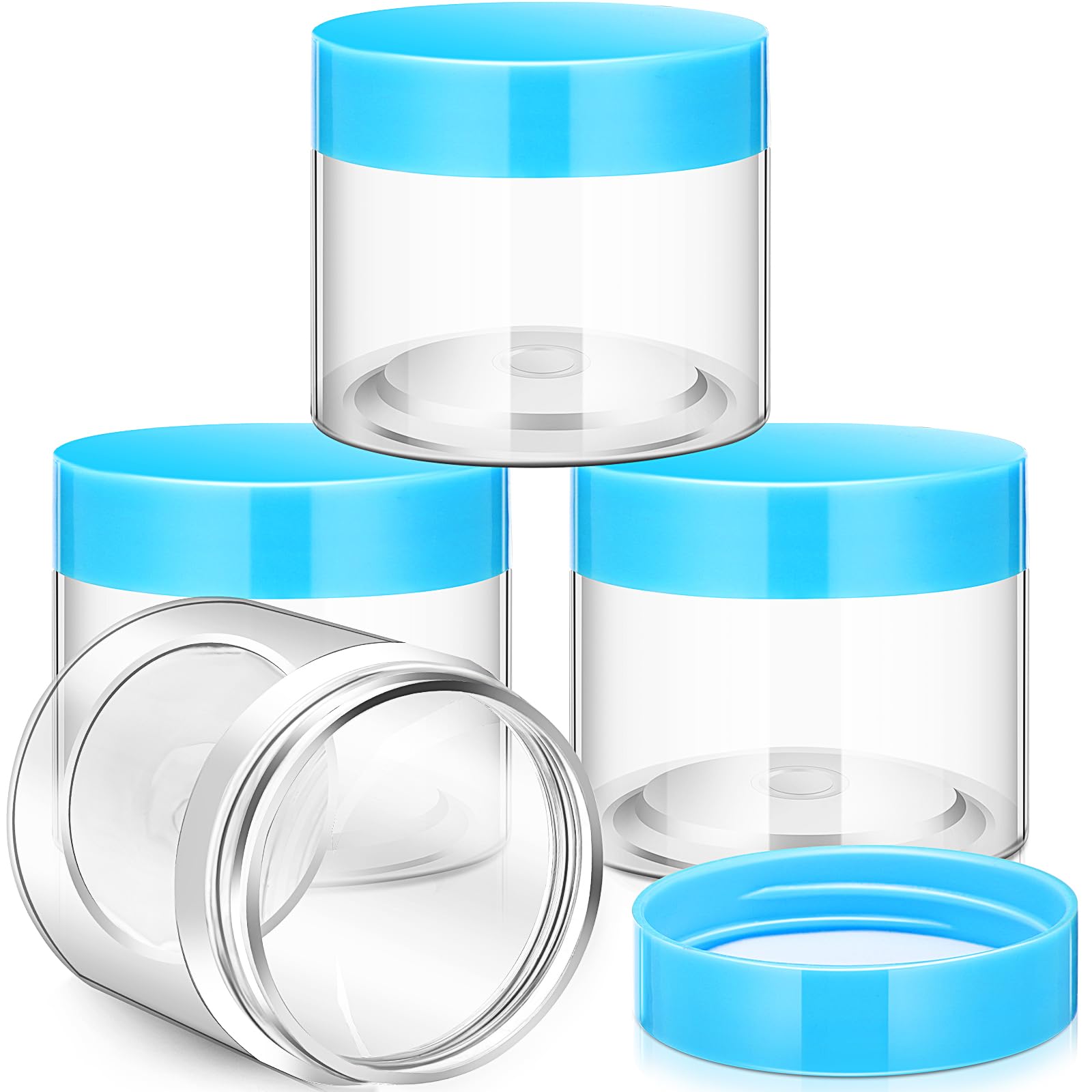 Satinior 12 Pack 6 Oz Plastic Container Jars With Lids Round Clear Travel Cosmetic Container Slime Jars For Toiletries, Lotion,
