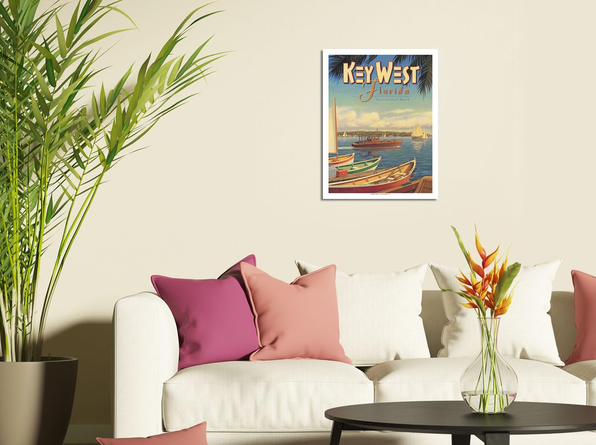 Key West Florida - Vacation Year-Round - Ernest Hemingway'S Yacht Pilar - Vintage Travel Poster By Kerne Erickson - Bamboo Fine