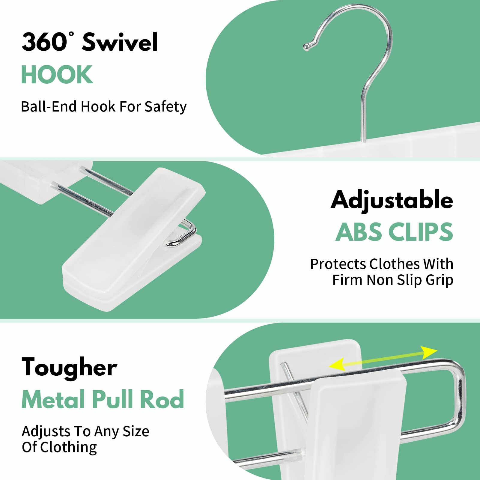 Lamitocs Skirt Hangers, Pants Hangers With Clips,360  Swivel Hooks Space Saving Hangers For Pants, Skirts, Clothes, Jeans (30 Pa