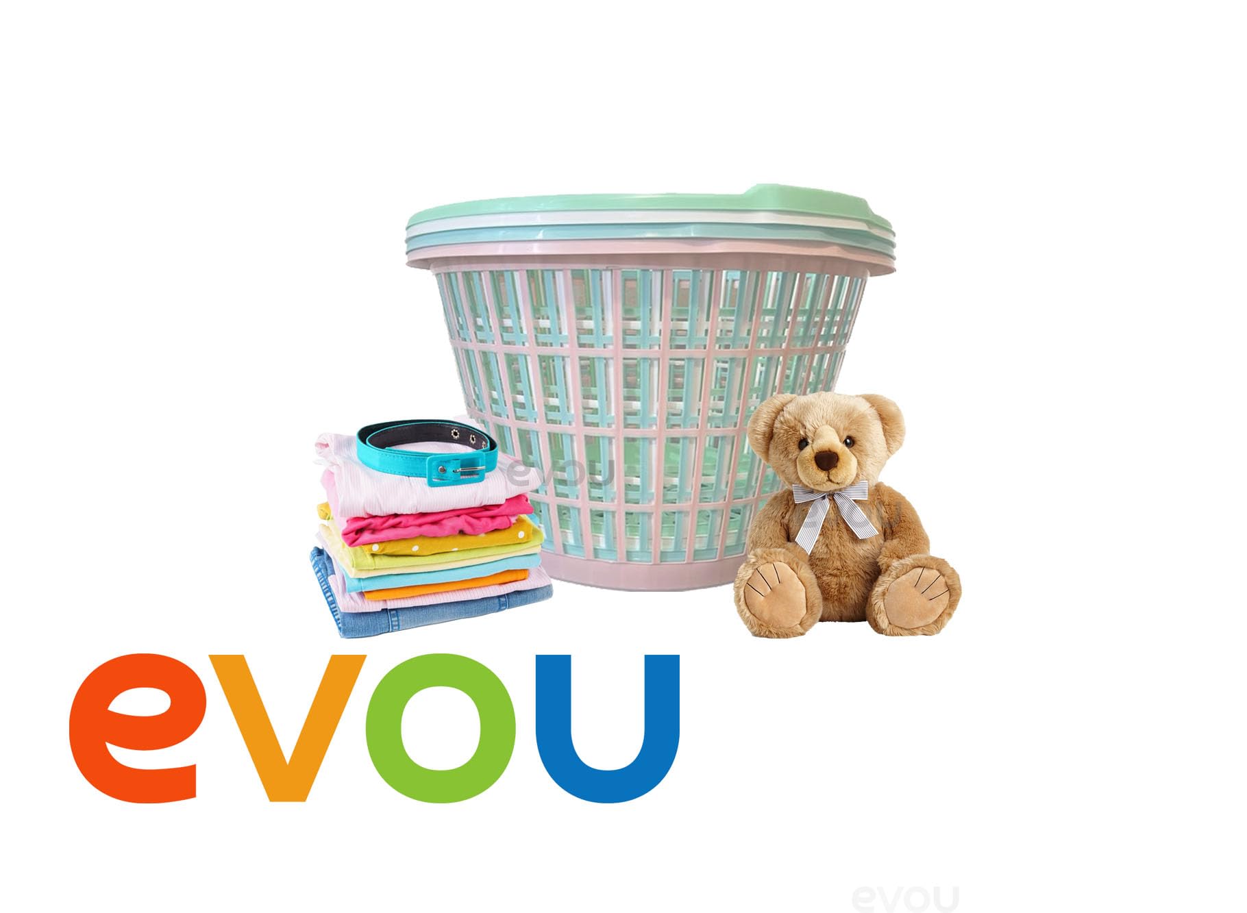 Evou Set Of 8 Laundry Baskets Hampers (Several Colors) Lightweight Plastic, For Clothes, Towels, Storage Of Kids & Baby Toys, Ga