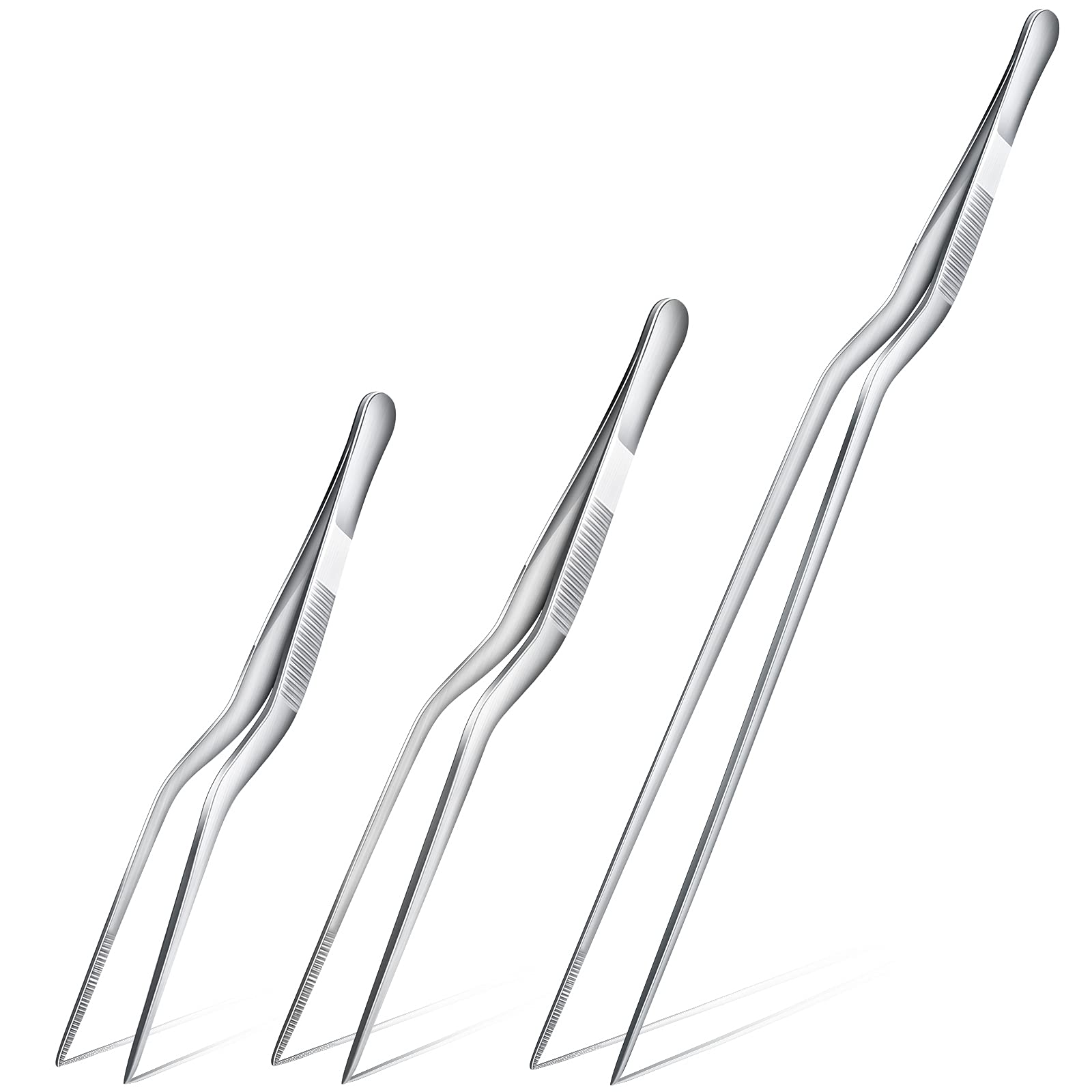 3 Pieces Stainless Steel Tweezers Tongs Cooking Tweezers Precision Kitchen Tongs Plating Food Tweezers Metal Culinary Tweezers C
