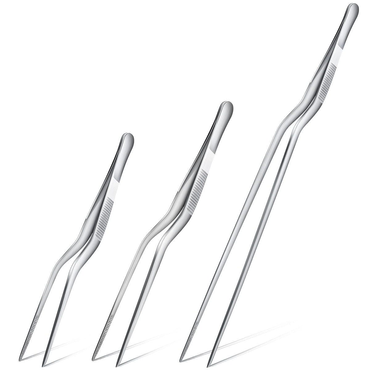 3 Pieces Stainless Steel Tweezers Tongs Cooking Tweezers Precision Kitchen Tongs Plating Food Tweezers Metal Culinary Tweezers C