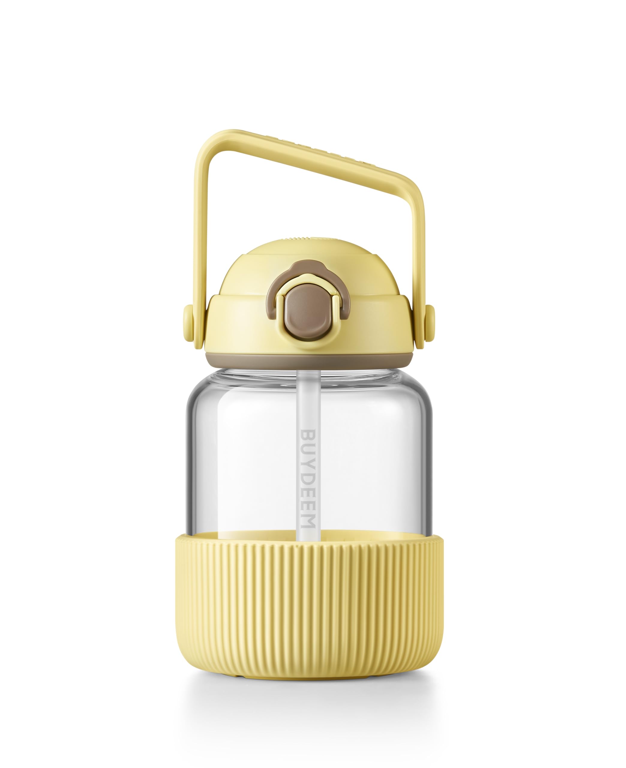BUYDEEM DG78 Glass Water Bottle 27oz, Mellow Yellow